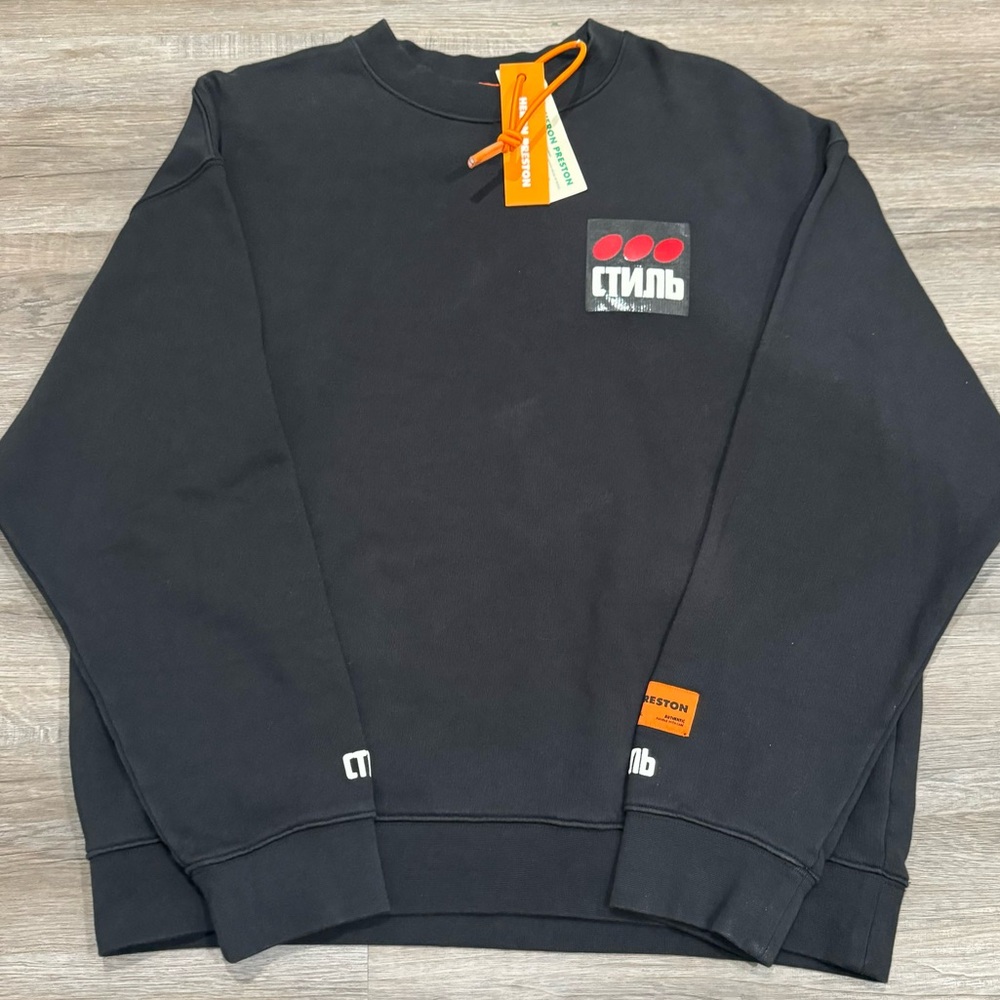 Heron Preston Dots CTNMB Black Logo Crew Neck Pullover Sweatshirt Hoodie